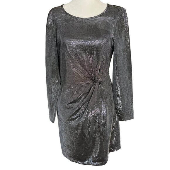 BB Dakota What's Your Shine Mini Dress in Gunmetal Medium Womens Cocktail - Picture 4 of 14